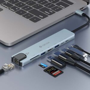 Hub 8 σε 1 Pro2 με Type-C (HDMI, RJ45, 2xUSB, Type-C PD 100W, SD, TF) Devia - Image 3